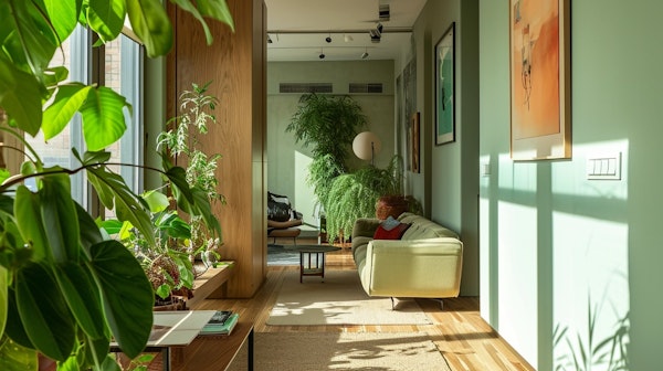 Modern Greenery-Infused Interior with Relaxing Atmosphere