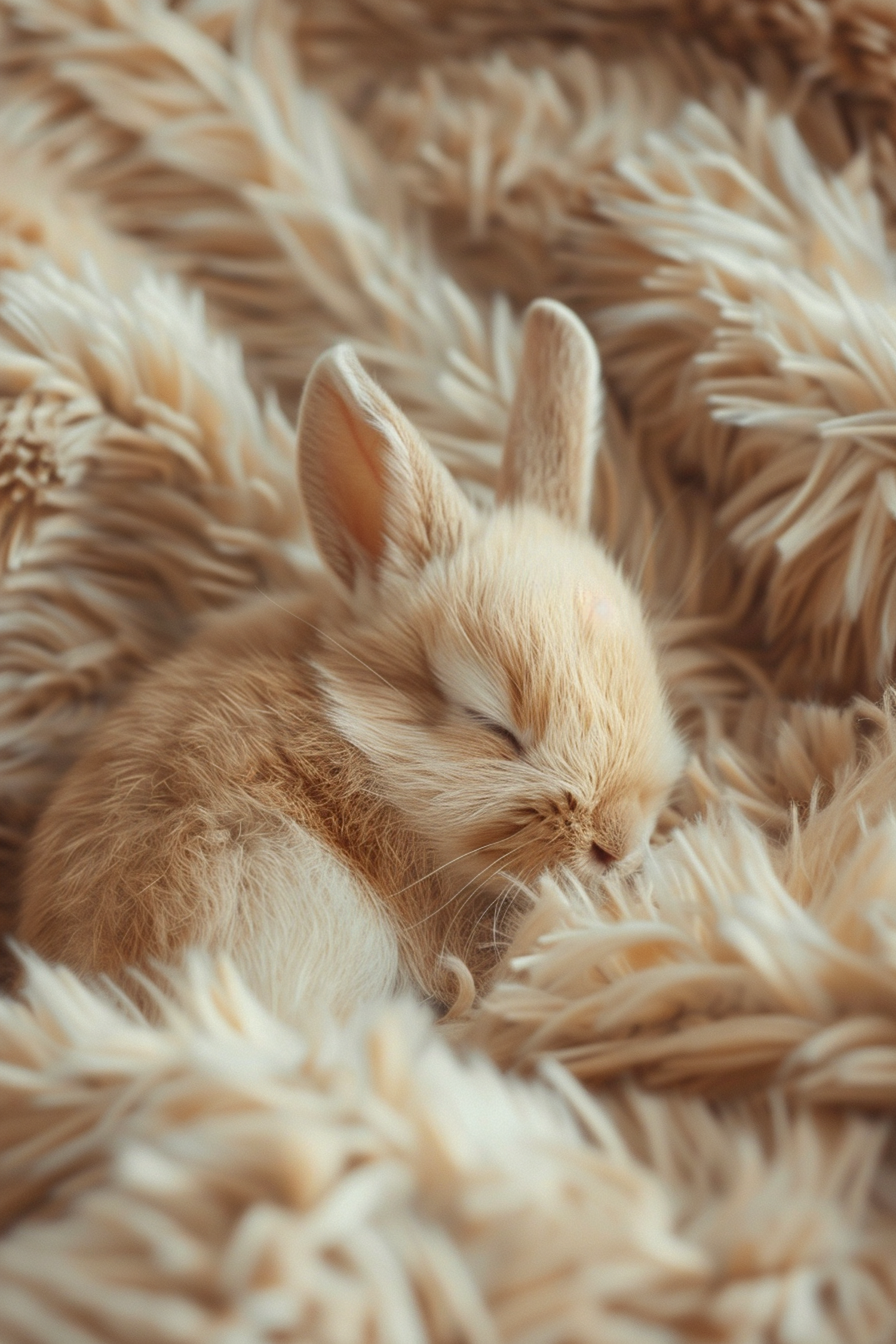 Sleeping Pale Tan Rabbit