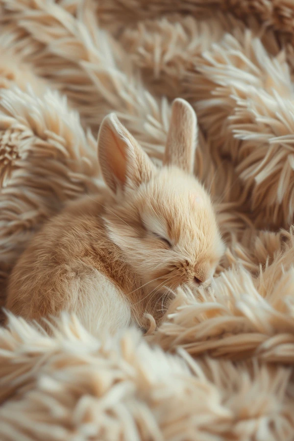 Sleeping Pale Tan Rabbit