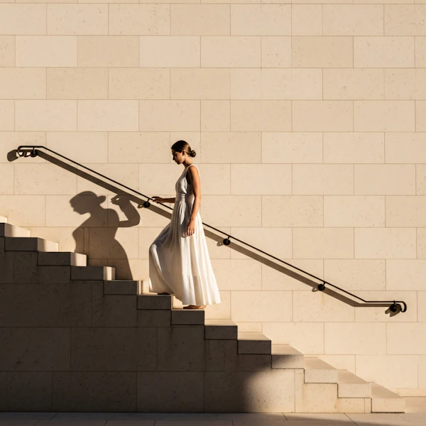 Woman on Stone Stairs