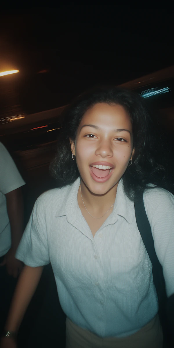 Smiling Woman at Night