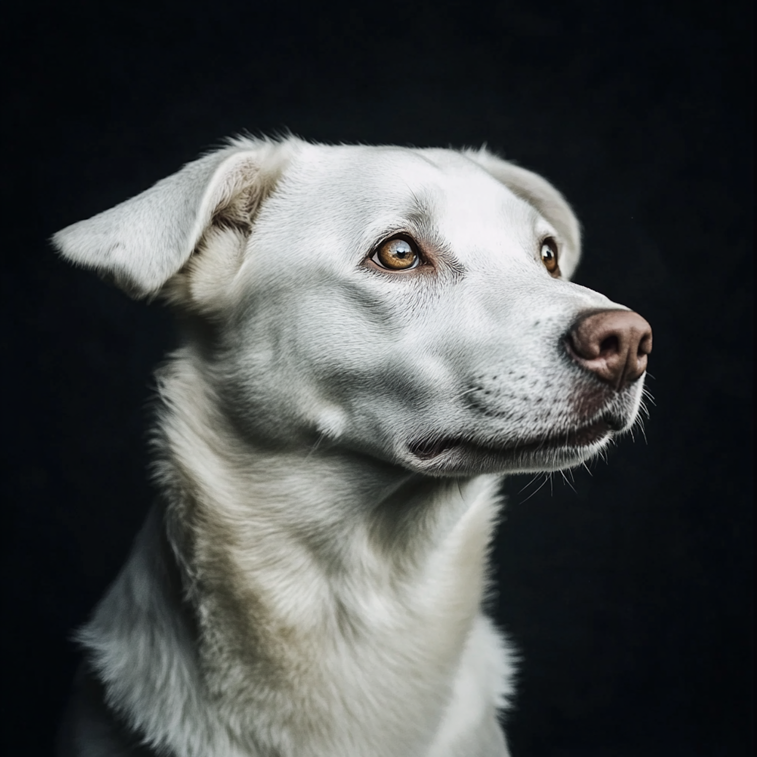 Close-up Portrait of a White Dog