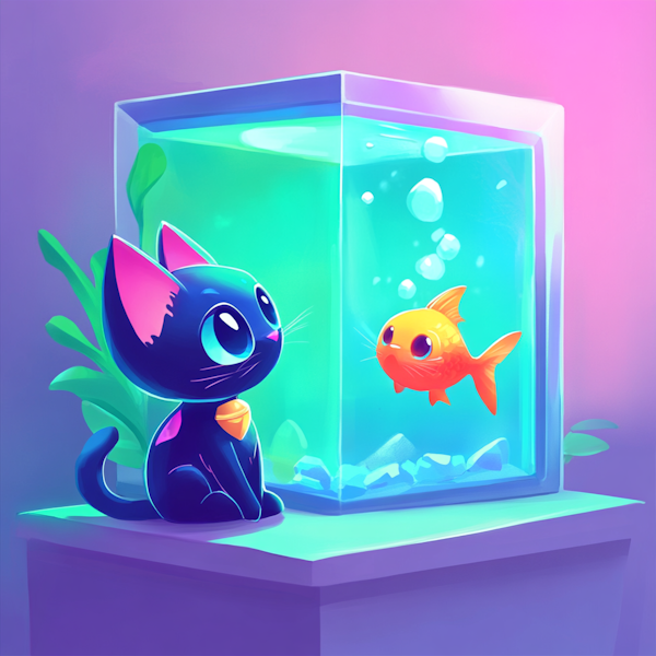 Enchanted Cat and Goldfish Encounter