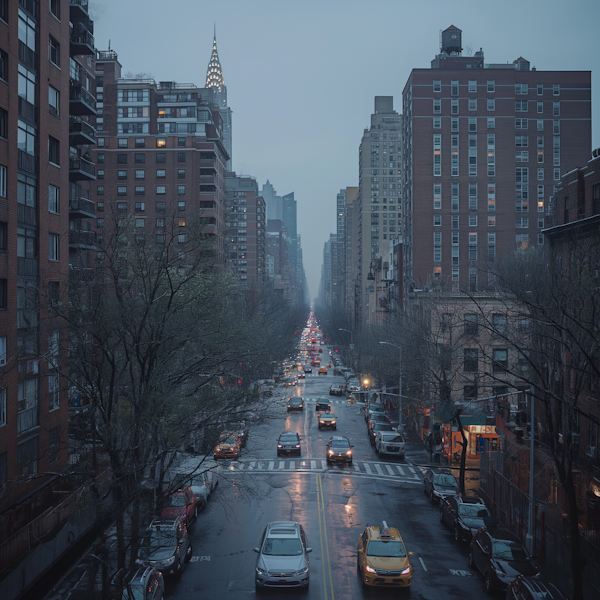 Dusky Evening on New York City Street