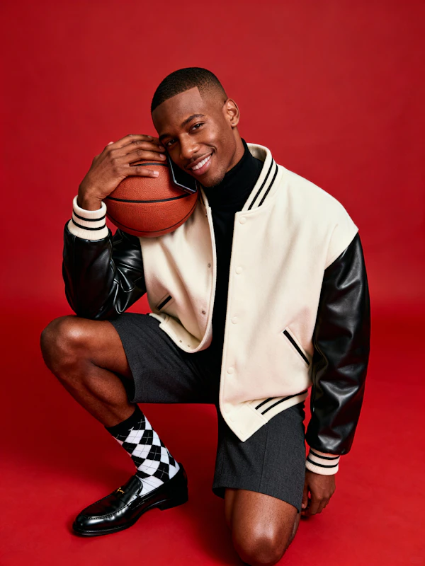 Cheerful Basketball Pose
