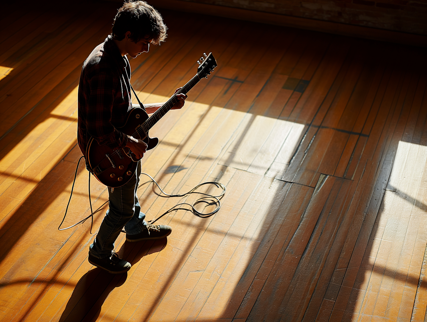Serene Guitarist in Sunlit Room