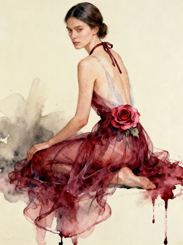 Elegant Woman in Watercolor