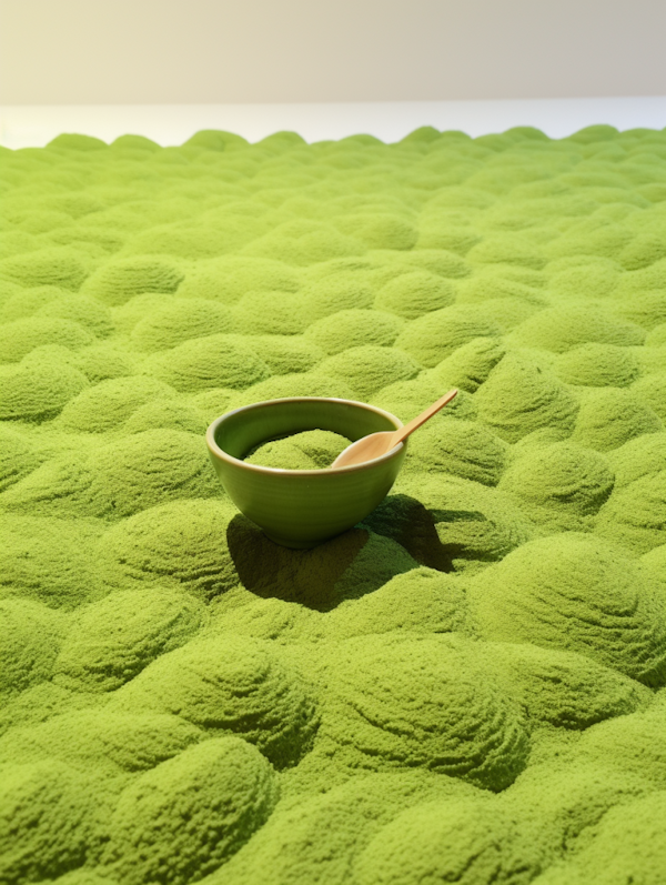 Verdant Serenity: Mossy Texture and Minimalist Bowl