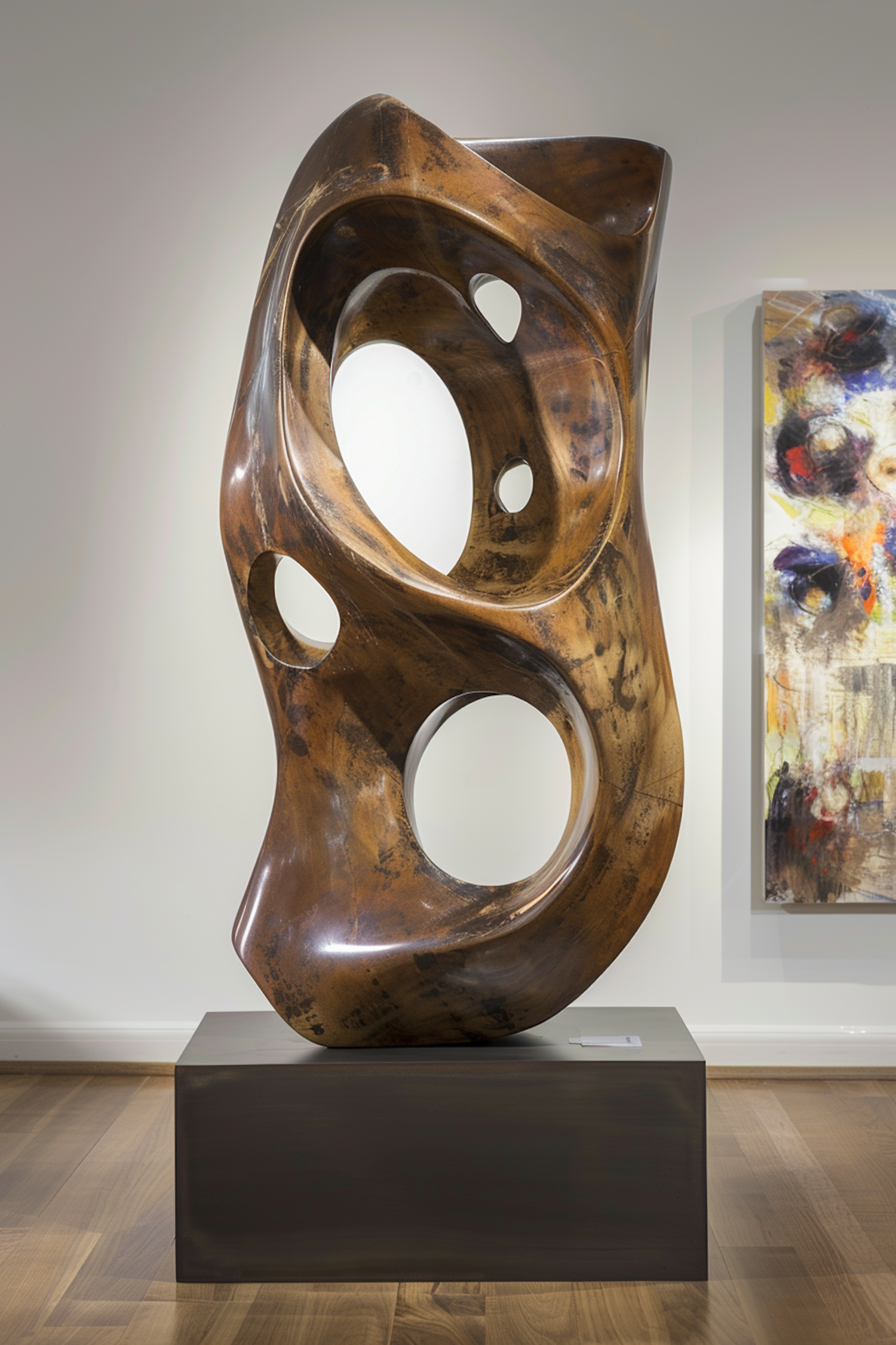 Abstract Wooden Sculpture in Art Gallery