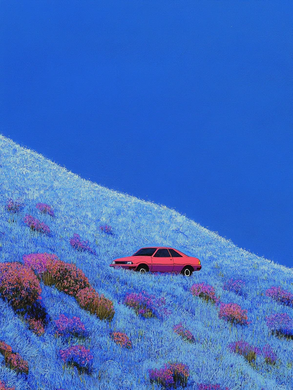 Red Car on Dreamy Hill