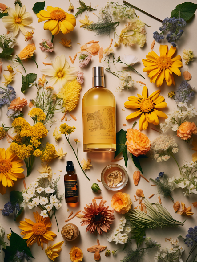 Botanical Harmony Skincare Flat Lay