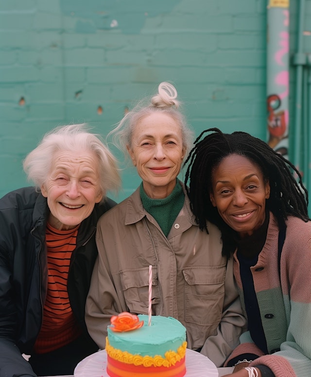 Three Joyful Women Celebrating