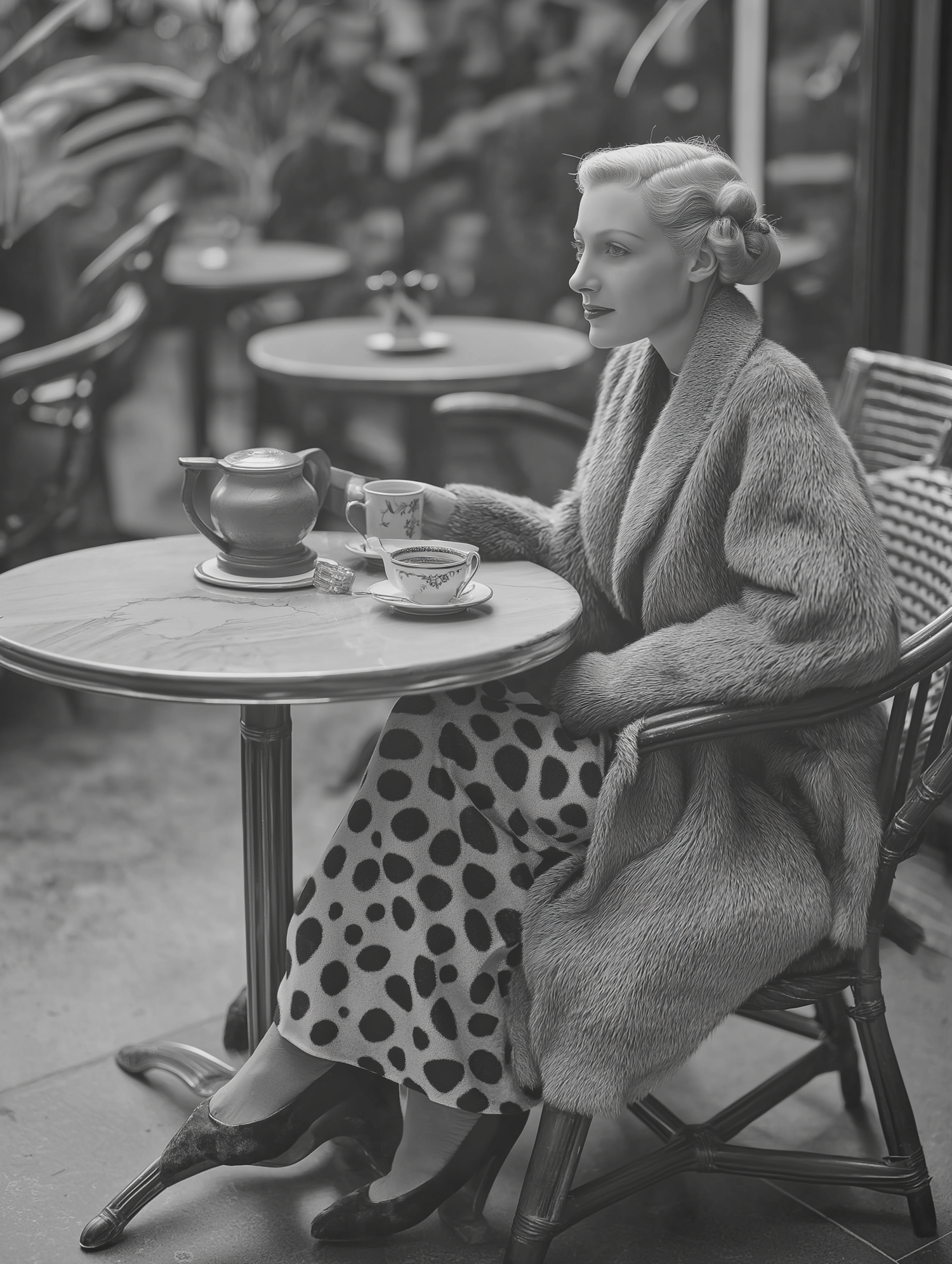 Woman in Café with Teacup