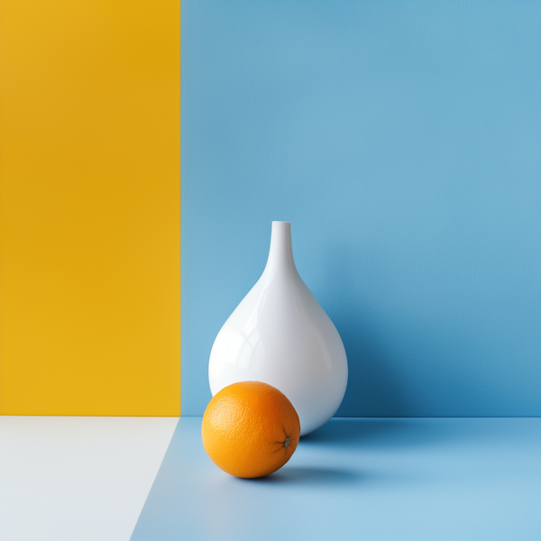 Minimalist Still Life with Orange and Vase