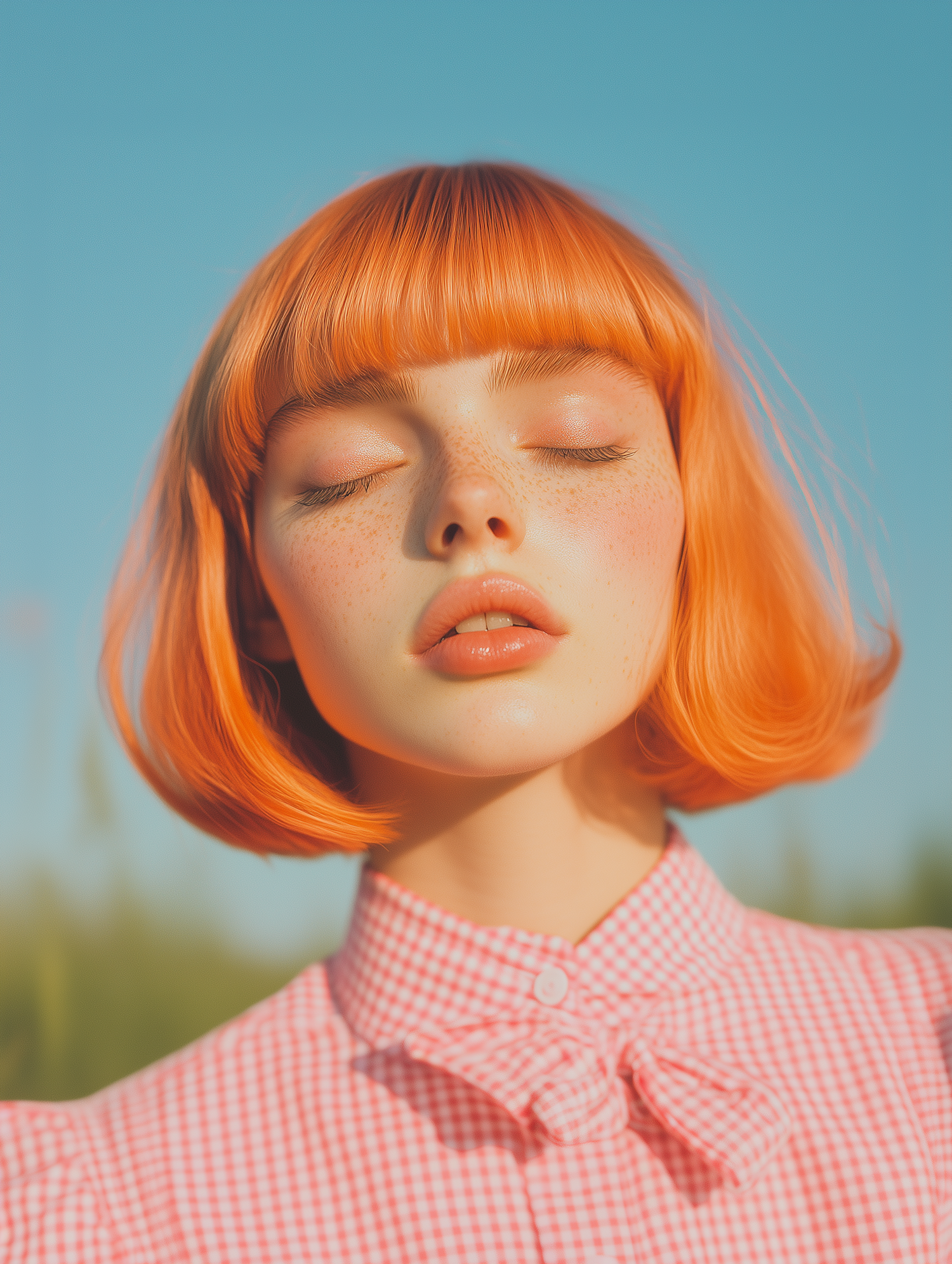 Serene Woman with Orange Hair