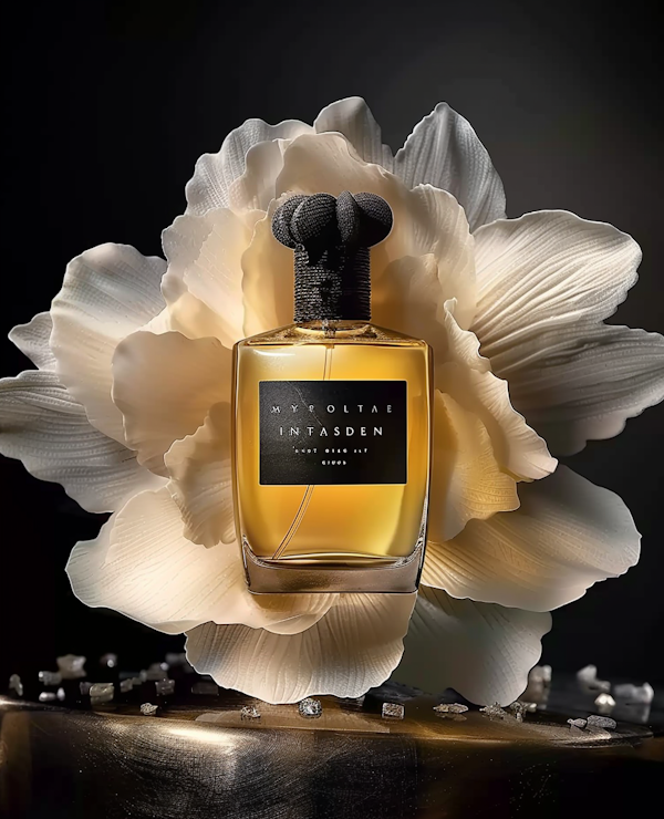 Elegant Perfume with Cream Flowers