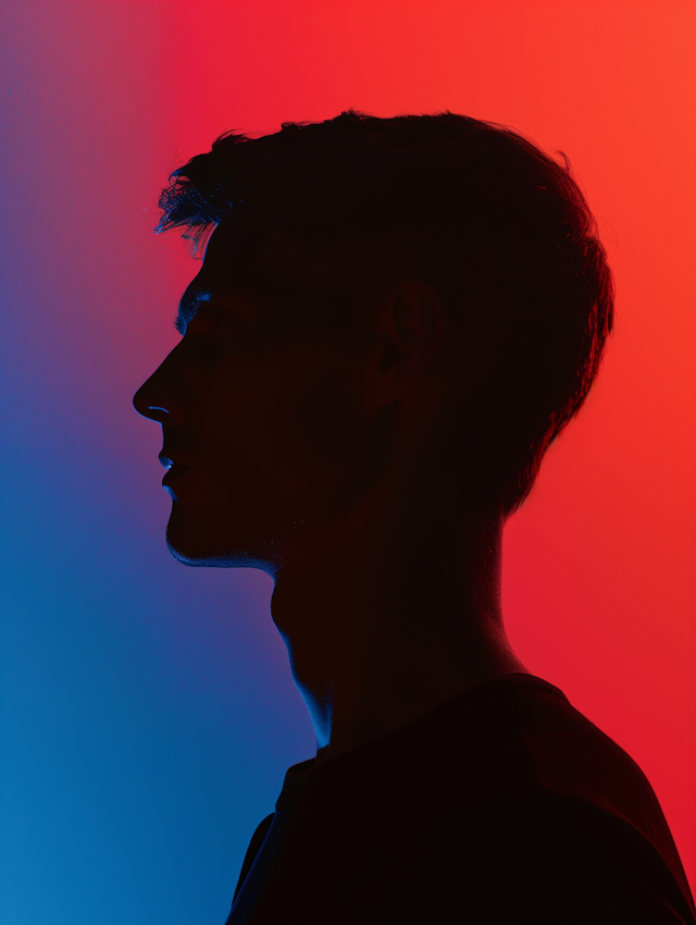 Man in Red and Blue Silhouette