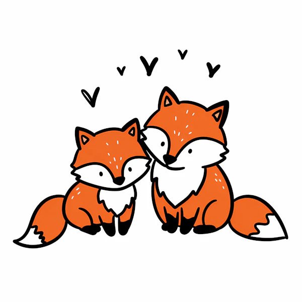 Adorable Cartoon Foxes