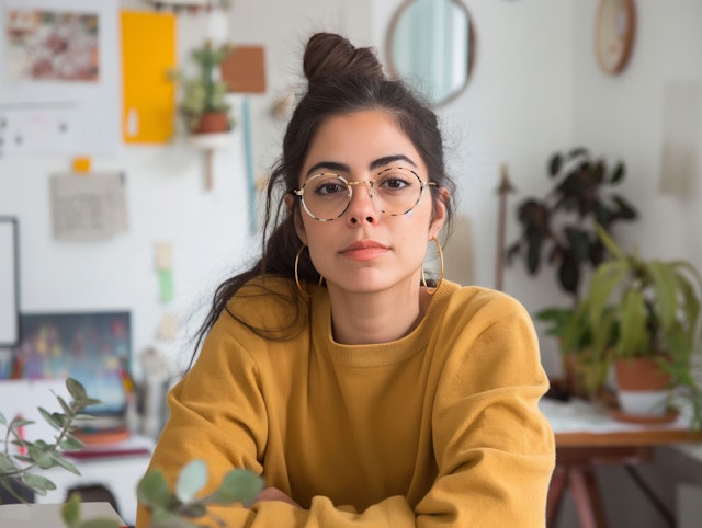 Serene Young Woman at Her Artistic Workspace