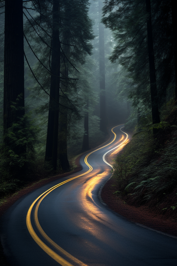 Mystic Serpentine Drive in the Redwood Forest