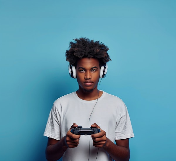 Young Man Playing Video Game