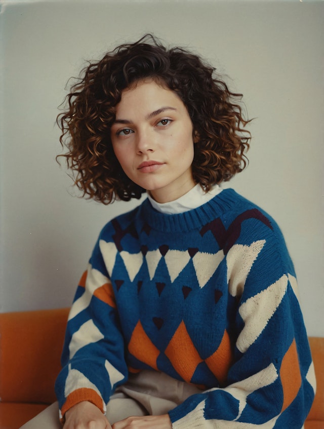 Person in Colorful Geometric Sweater