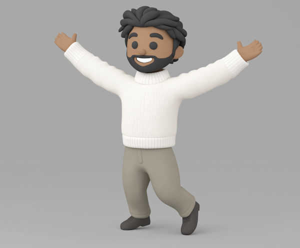 3D Modeled Joyous Man