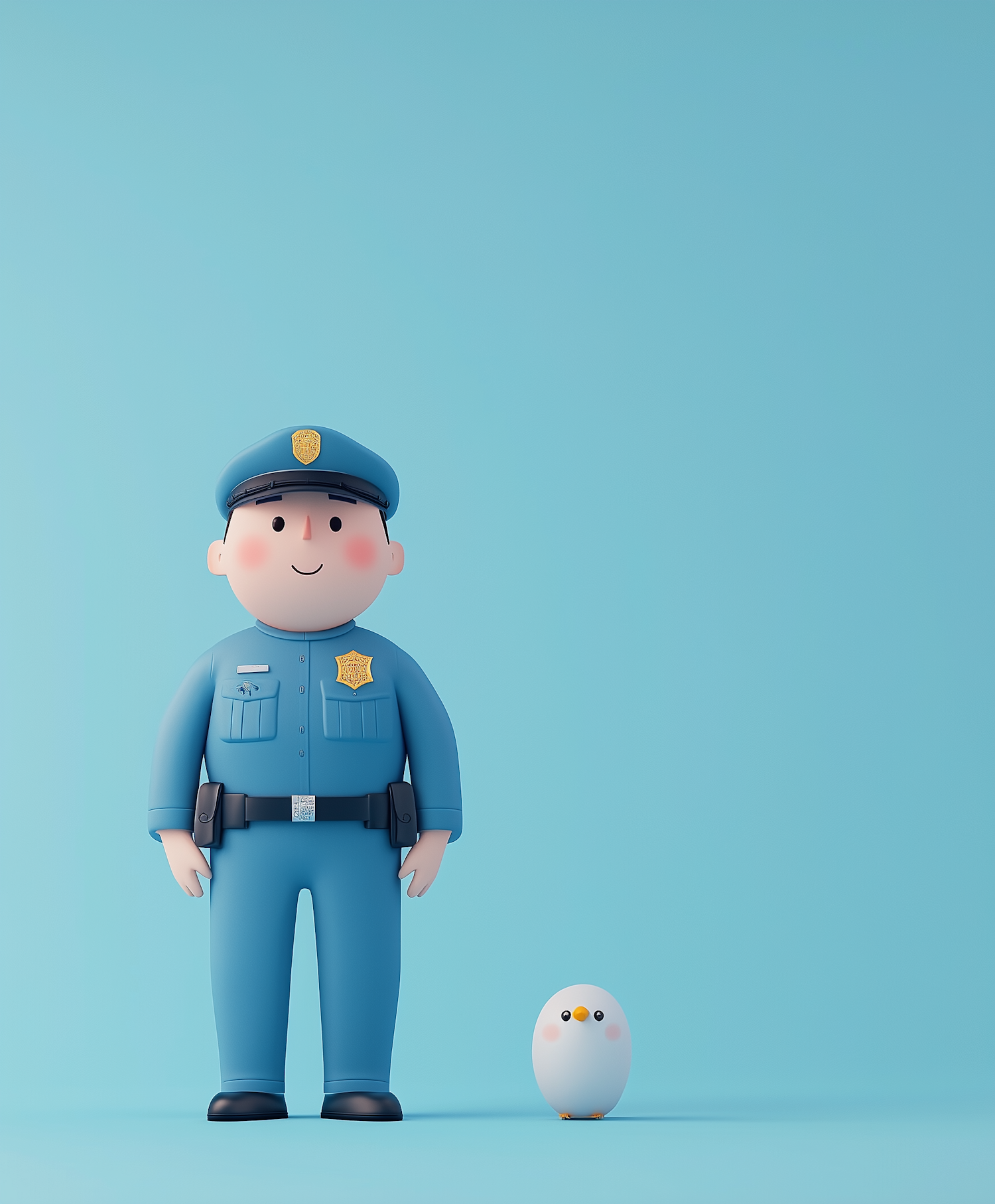 Friendly Police Officer and Whimsical Character Illustration