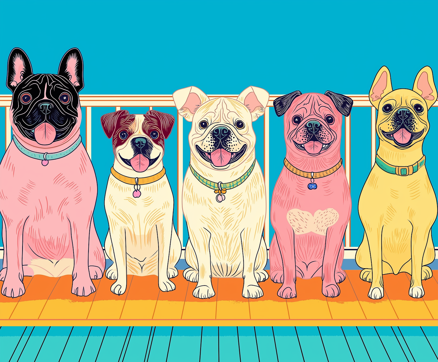 Colorful Dogs Illustration