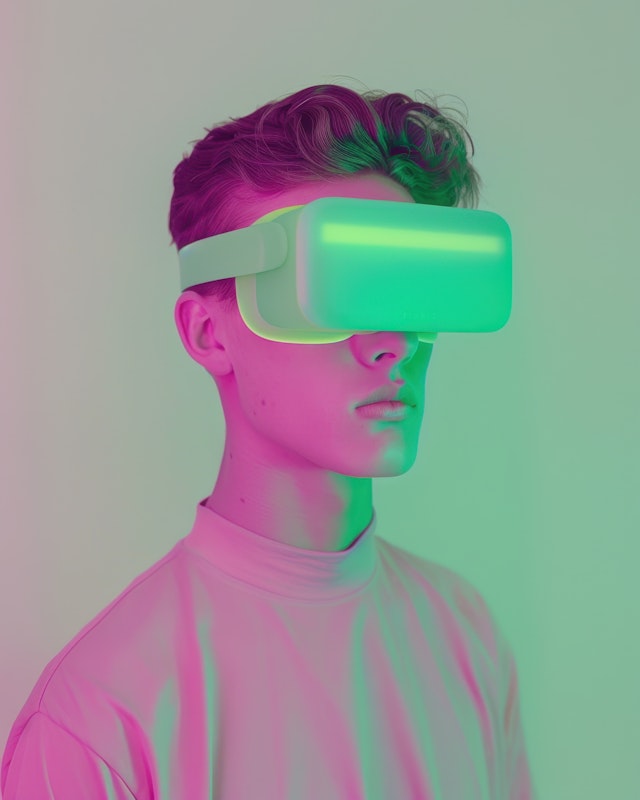 Person with Neon Green VR Headset