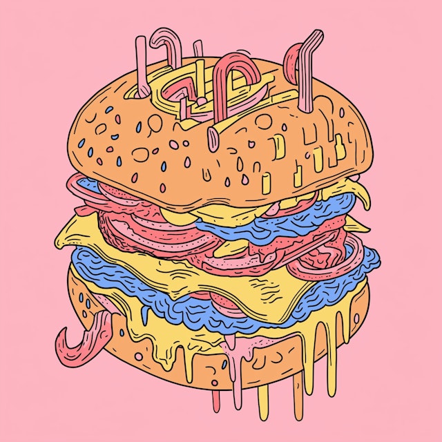 Whimsical Hamburger Illustration