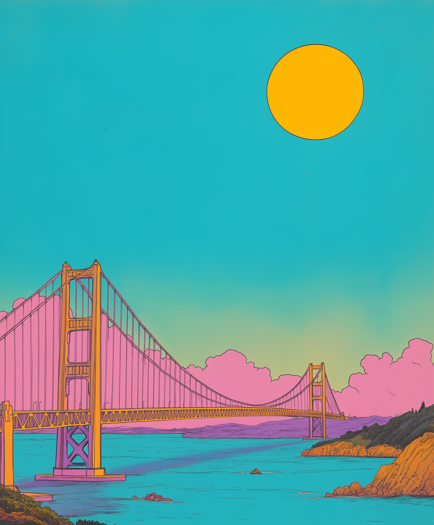 Stylized Suspension Bridge Illustration