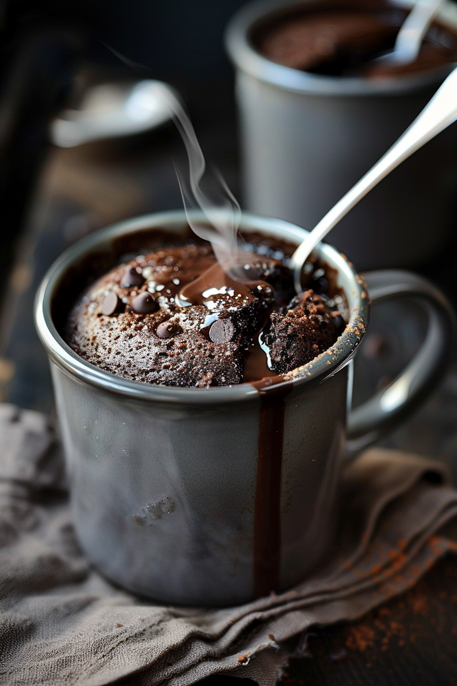 Warm Chocolate Dessert in Metallic Mugs