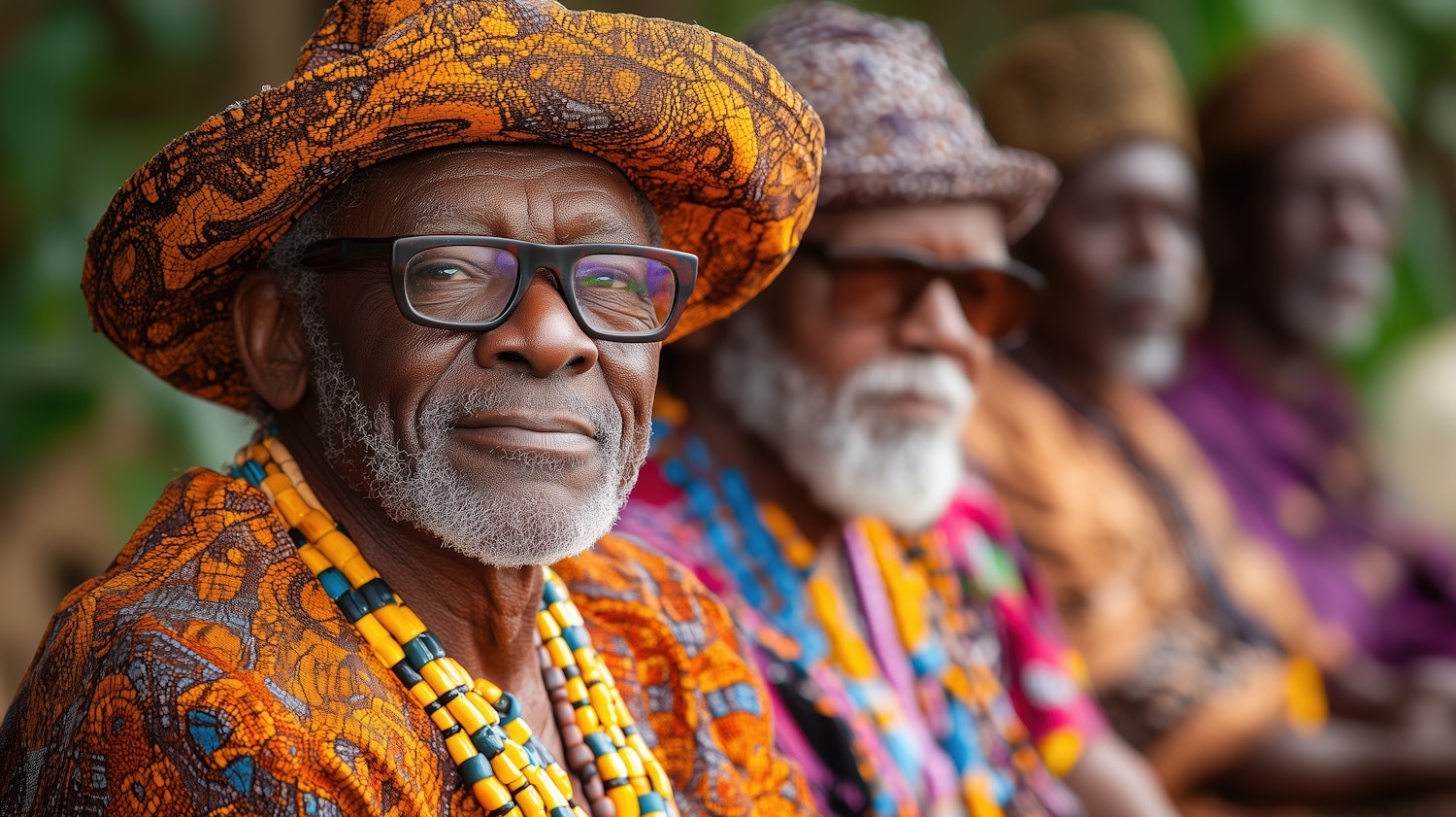 Elderly Men in Vibrant Attire