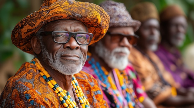 Elderly Men in Vibrant Attire