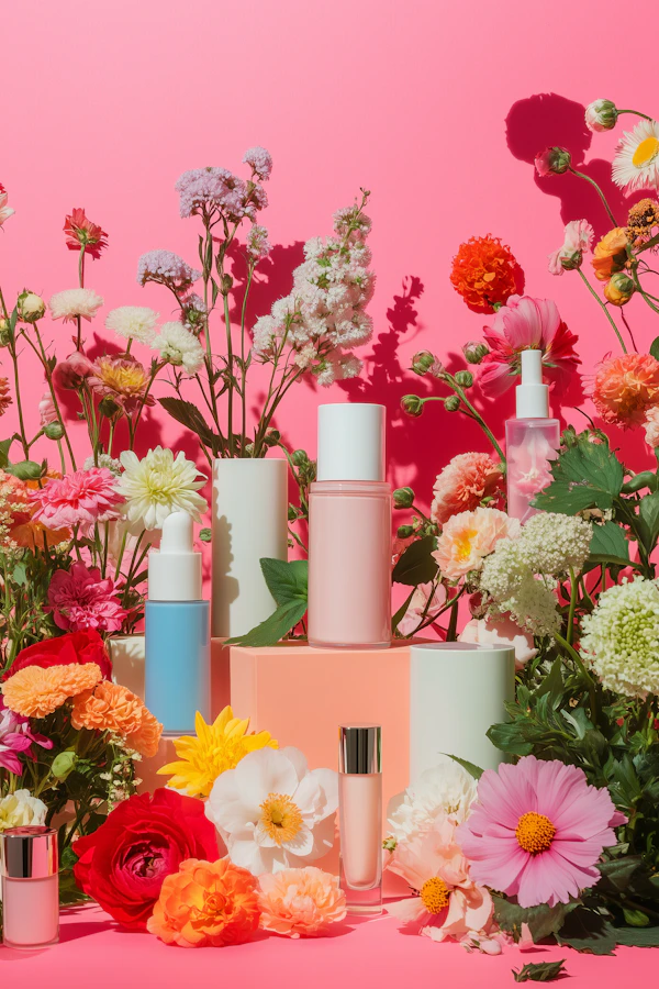 Skincare & Flowers Display
