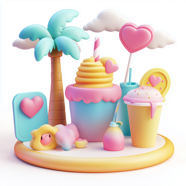 Whimsical Pastel Sweet Scene