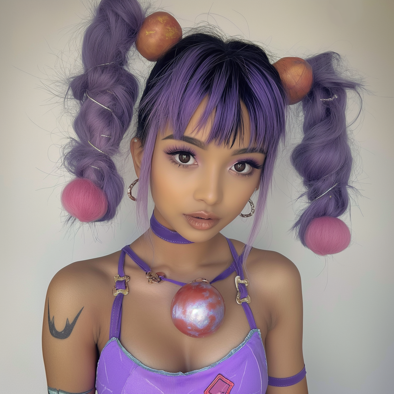 Stylized Young Female with Violet Hair