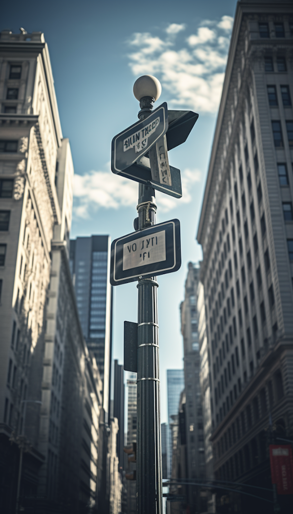 Inverted Signpost in Urban Bluescape