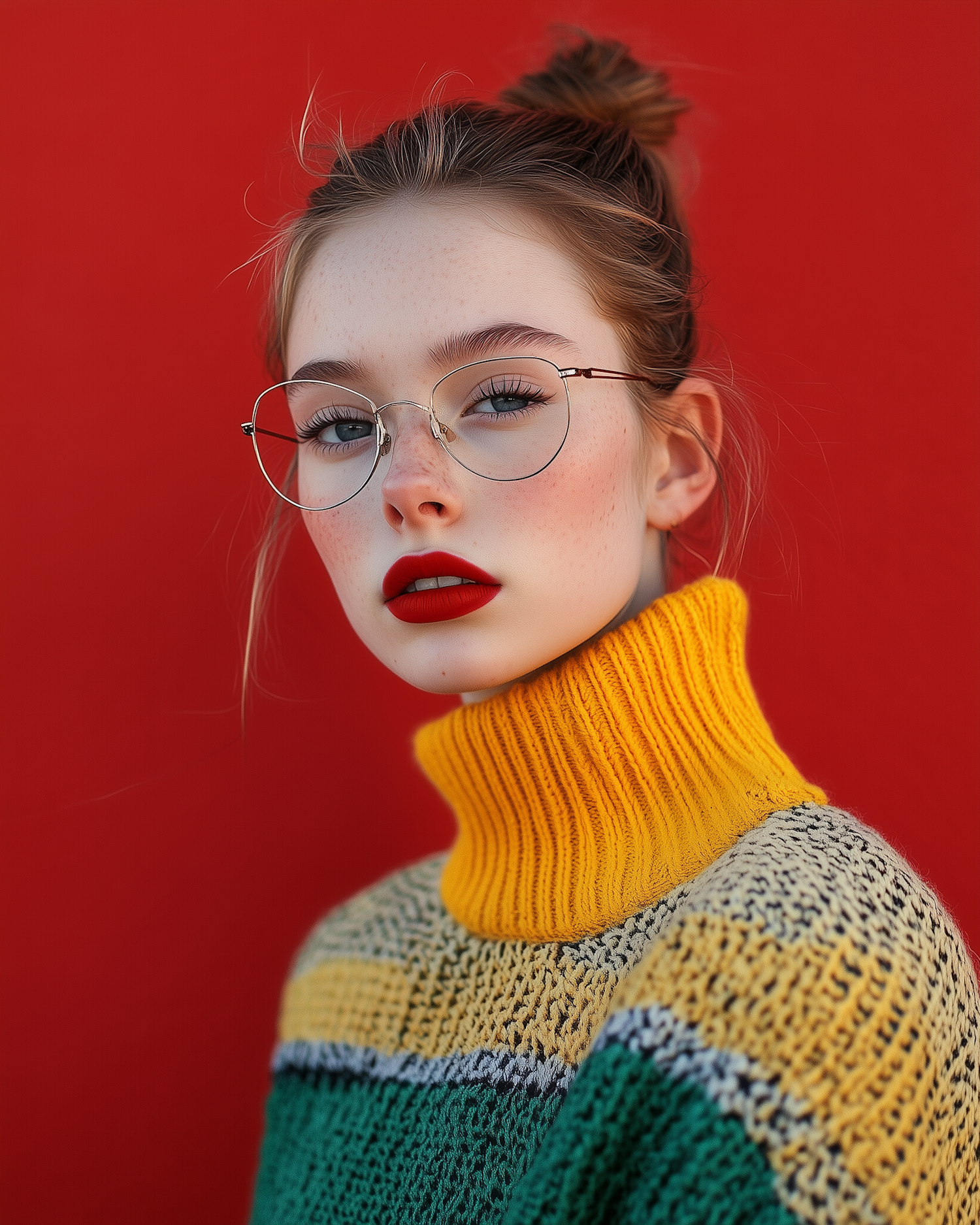 Portrait of a Young Woman with Freckles