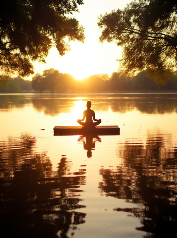 Serenity at Sunset: Meditation by the Water