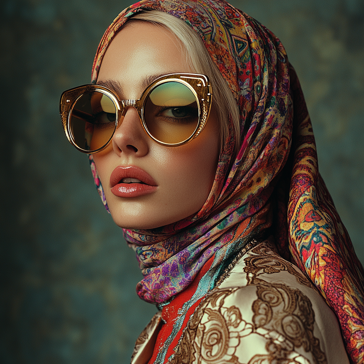 Portrait of a Woman in Fashion Headscarf