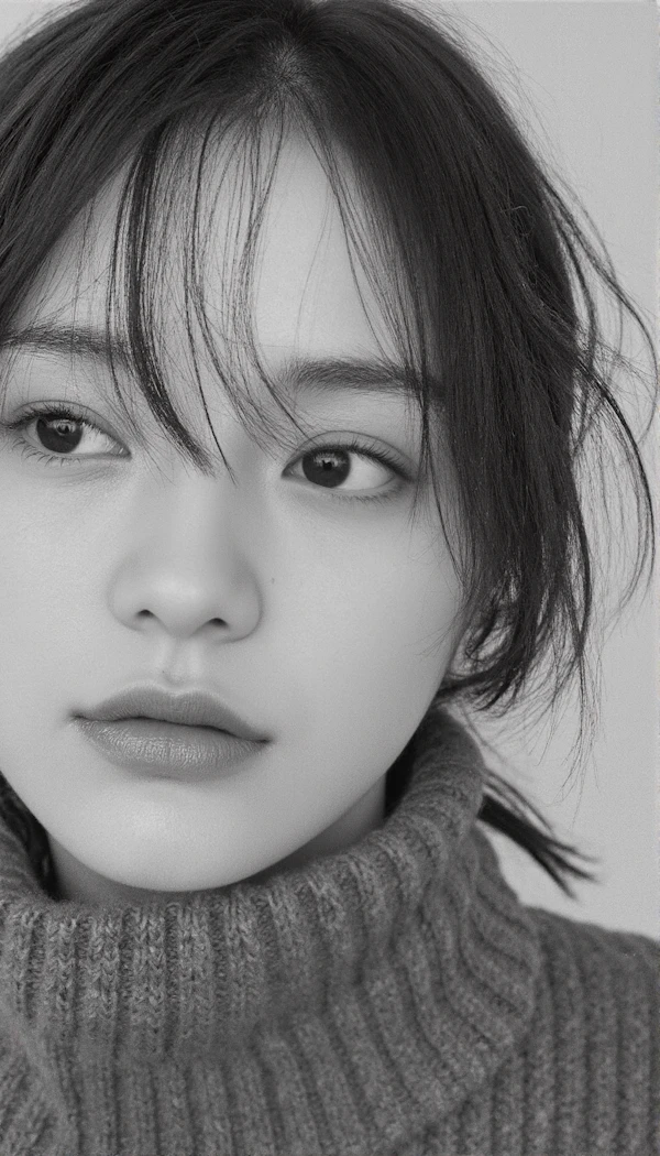 Black and White Portrait of a Young Woman