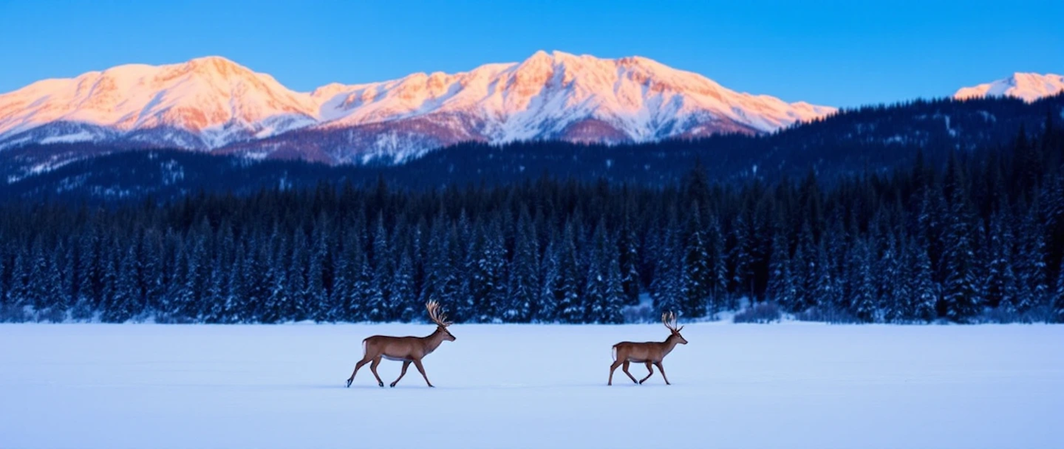 Serene Winter Landscape with Elk