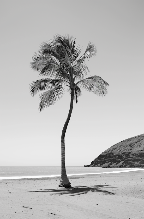 Solitary Palm Tree on Beach