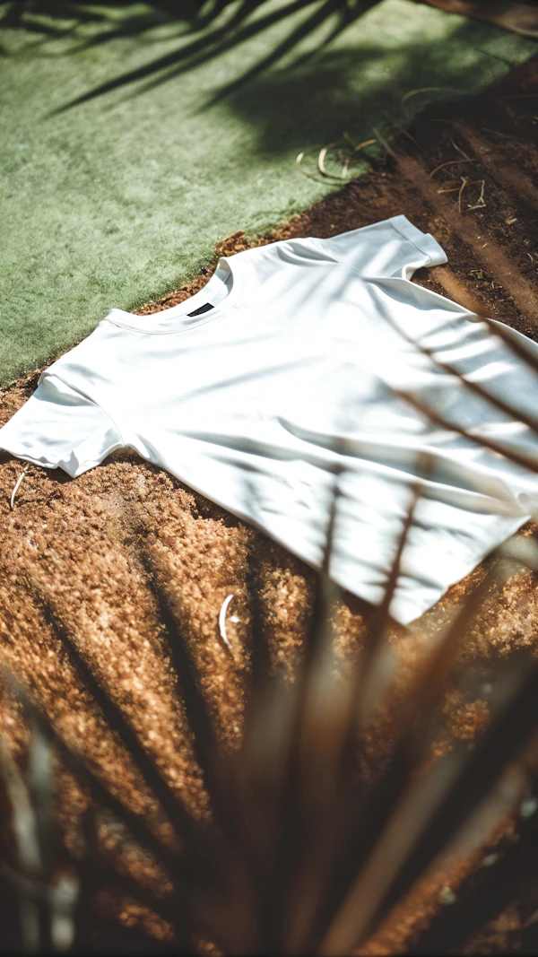 White T-shirt on Natural Background