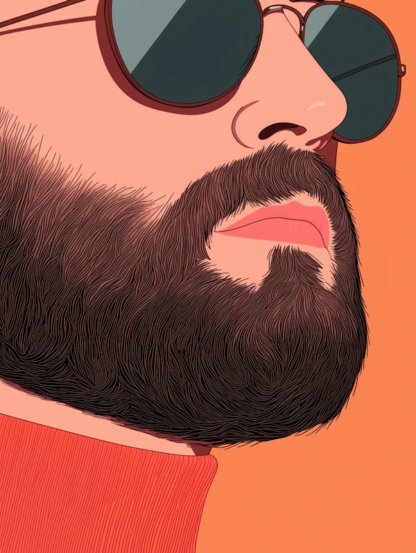 Stylized Illustration of Bearded Man