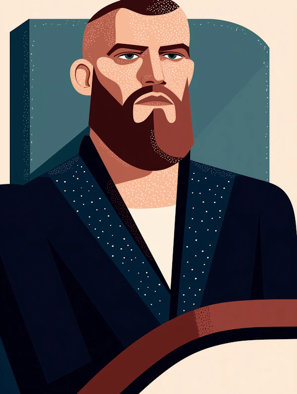 Stylized Illustration of Bearded Man