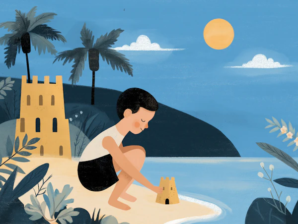 Boy Building Sandcastle