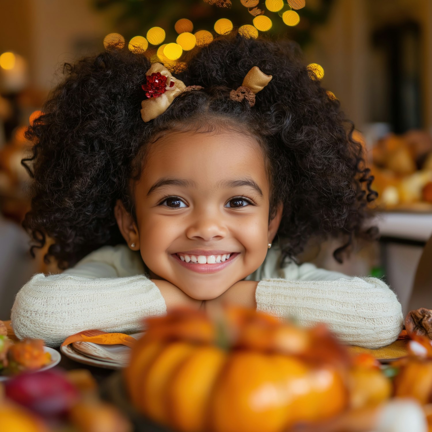 Joyful Girl with Festive Background